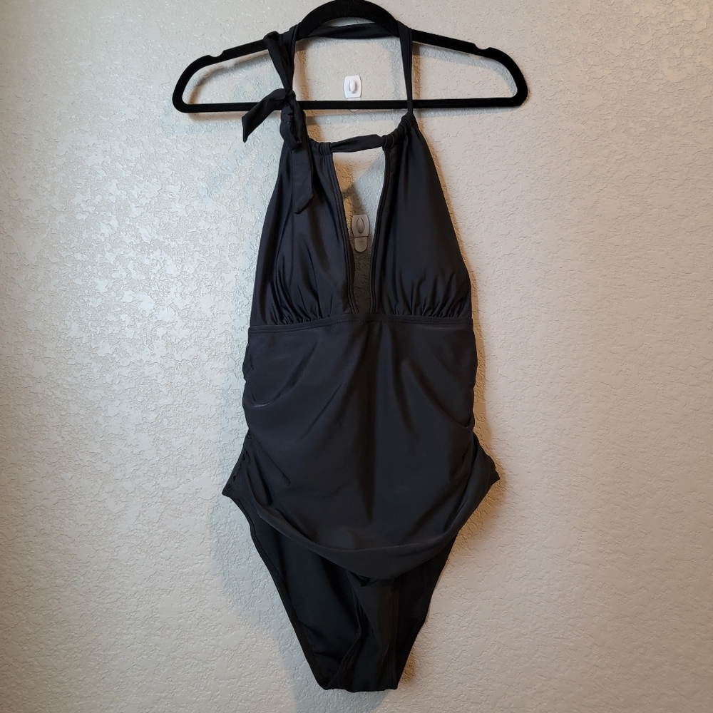 NWT Black BeachQueen Halter One Piece
